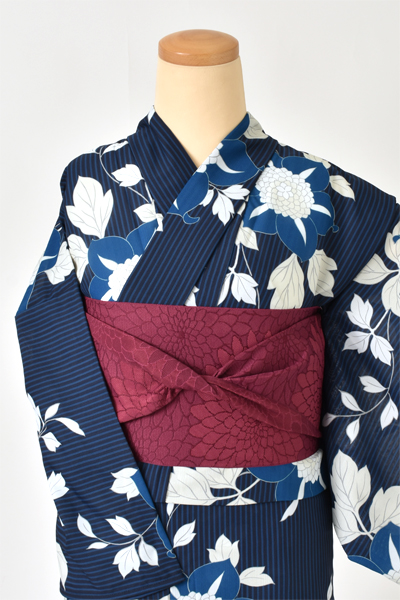 浴衣[紺・花柄]