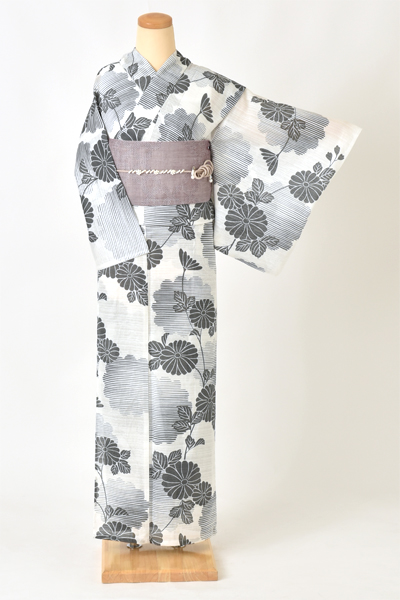 浴衣[グレー・菊]