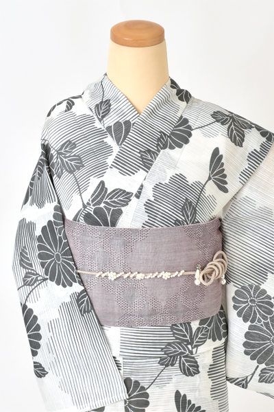 浴衣[グレー・菊]