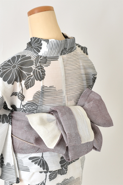 浴衣[グレー・菊]