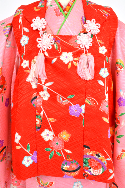 三歳被布セット(赤色×桃色)