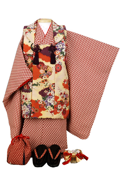 三歳被布セット 矢絣・友禅被布