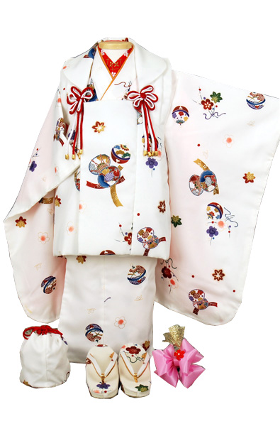 三歳被布セット 白地(紅葉・つづみ)