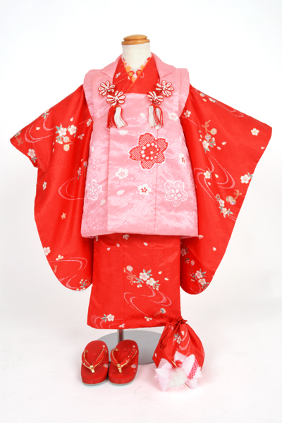 三歳被布セット(ピンク×レッド)