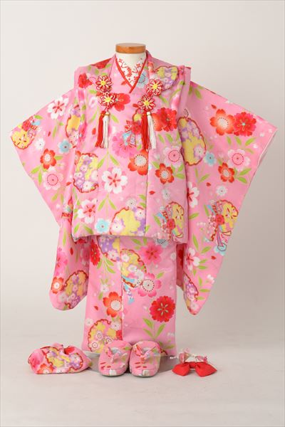 被布・着物（ピンク・雪輪）