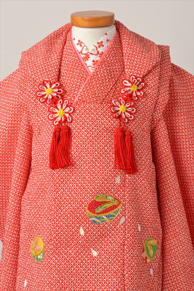 被布（赤・ぽっくり）着物（赤・絞り）