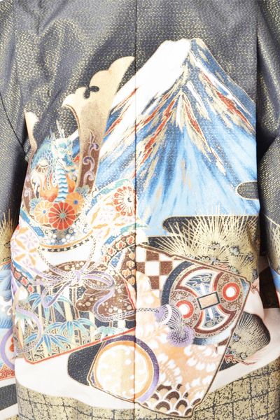 5歳祝着[黒色・松・鳳凰・兜]