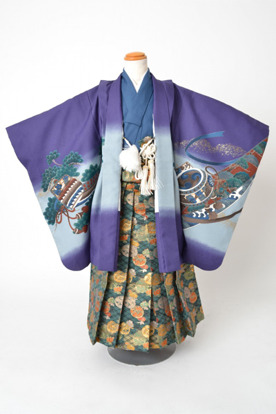 5歳祝着[紫色・かぶと]