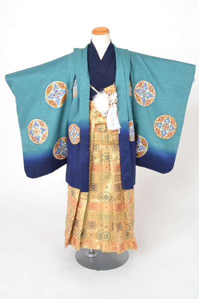 5歳祝着[青緑色・丸紋]