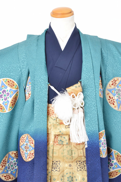 5歳祝着[青緑色・丸紋]