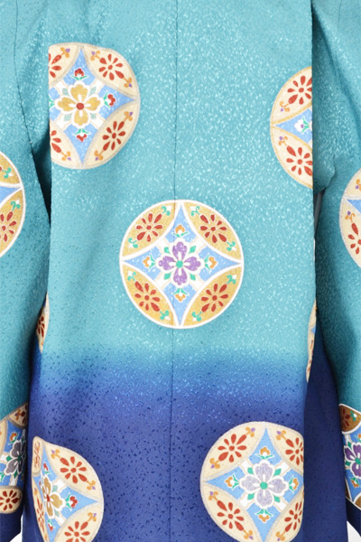 5歳祝着[青緑色・丸紋]