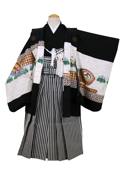 五歳祝い着セット かぶと・龍　・太鼓　Sサイズ