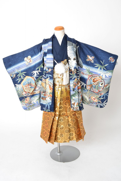5歳祝着[紺色・宝尽くし]