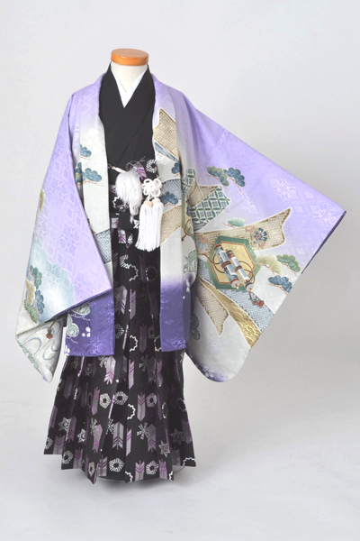 五歳祝着（紫ぼかしの鷹模様）