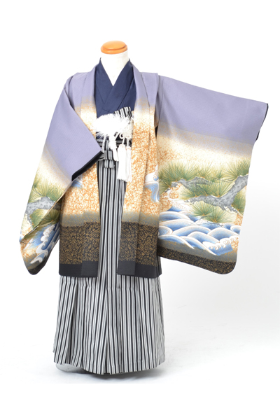 5歳祝着（藤色地に鷹・富士山）