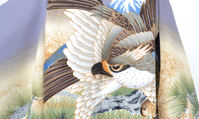 5歳祝着（藤色地に鷹・富士山）