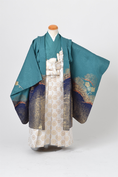 5歳祝着(青竹色地に鷹)