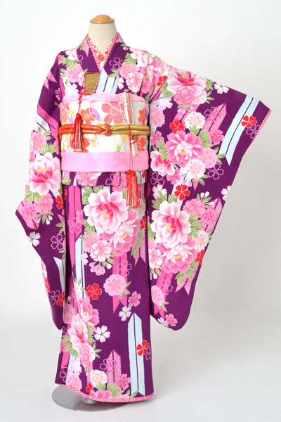 七歳祝着［矢羽根・牡丹］