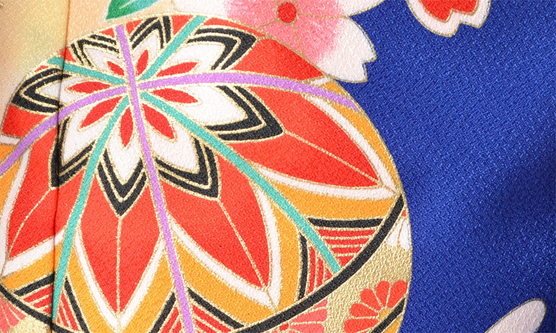 七歳祝着［紺色の鼓模様］