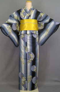 ゆかた(大) 縞・桔梗