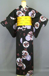 ゆかた(大) 黒地・朝顔