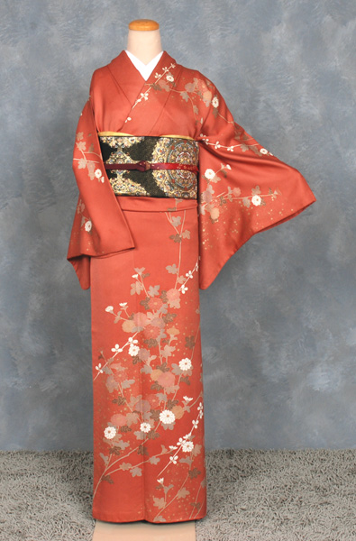 訪問着(大)淡い朱・菊