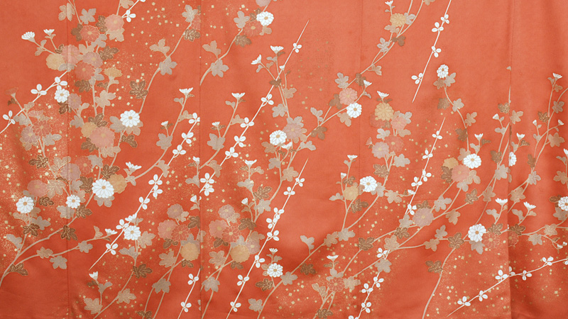 訪問着(大)淡い朱・菊