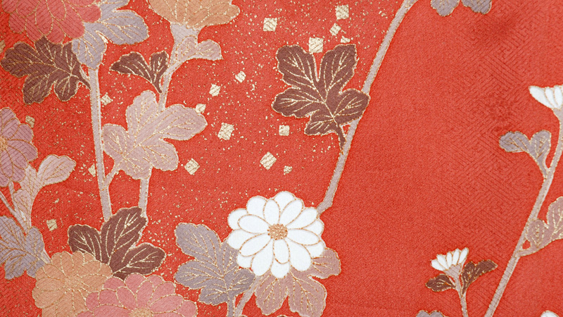 訪問着(大)淡い朱・菊