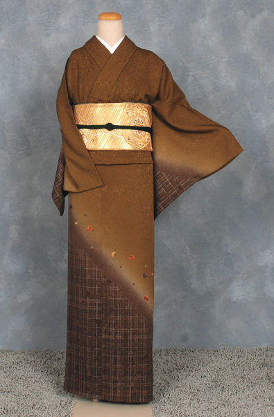 訪問着(茶色・小花)