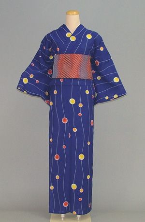 浴衣(紺・水玉)