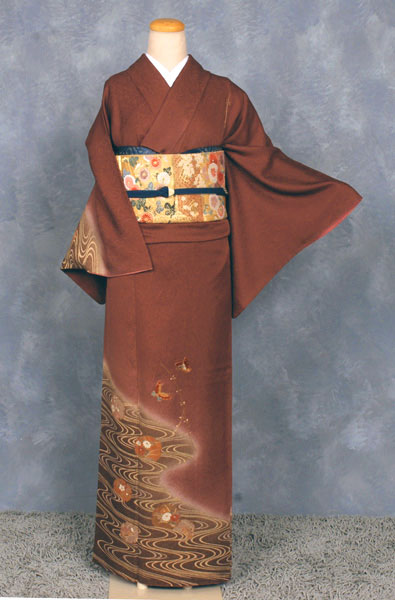訪問着(茶色・雪輪)