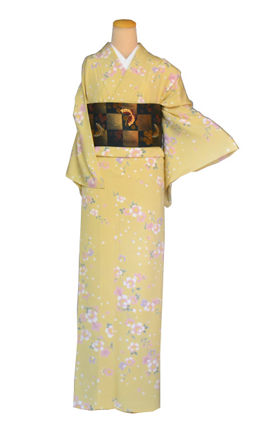 単衣小紋(黄色・桜)
