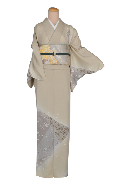 単衣訪問着(ベージュ・さくら)