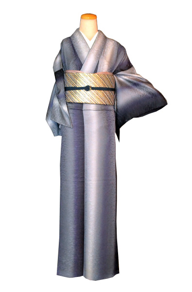 単衣付け下げ(グレイ・縞)