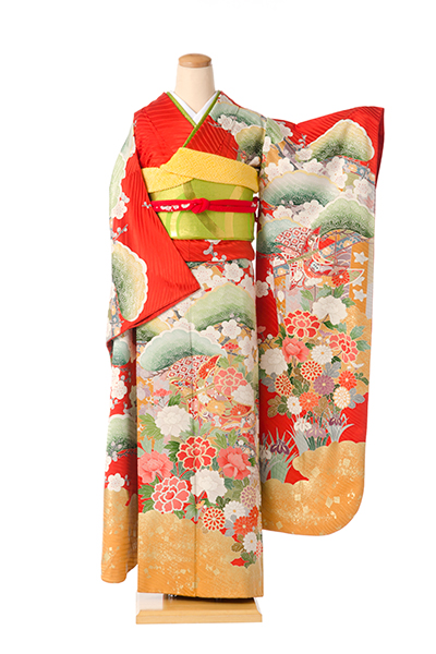 振袖(朱色・松・梅)