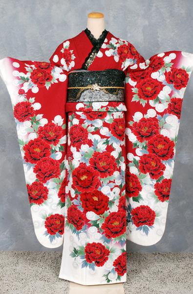 振袖(白地・ぼたん)