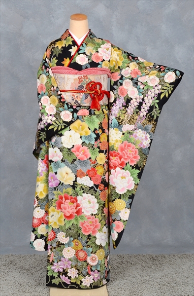 振袖(黒地・ぼたん)