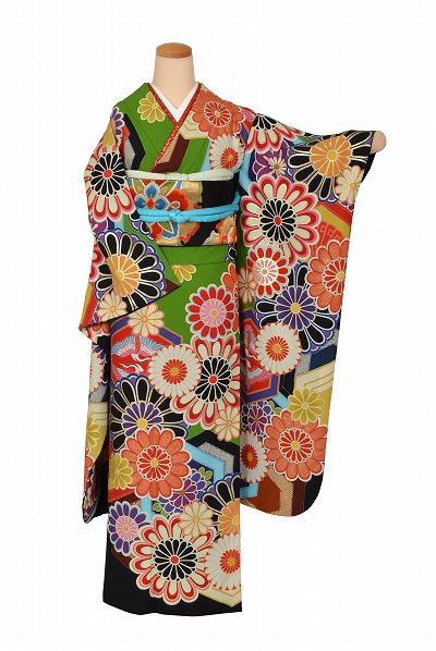 振袖(緑地・菊)