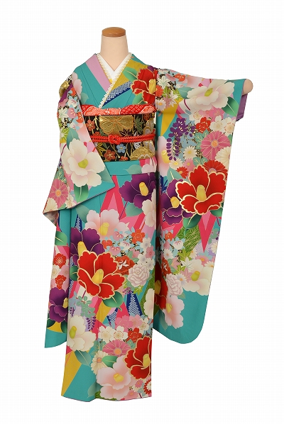 振袖(水色地・椿)