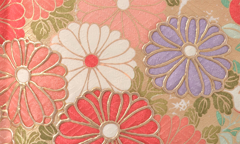 振袖[水色地に桜、牛車模様]