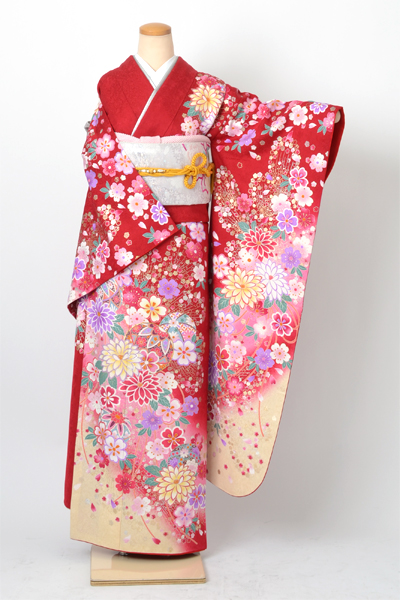 振袖[紅色地に花々]