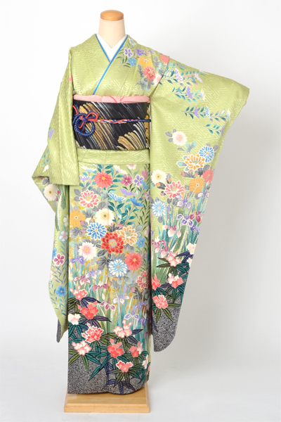 振袖[ライトグリーン・花]
