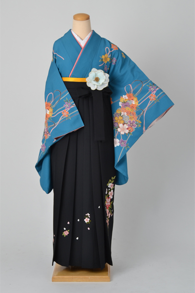 卒業袴(水色・薬玉)