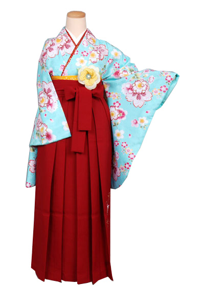 卒業袴(水色地の桜模様)