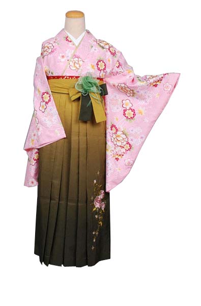 卒業袴(桃色地の薬玉と桜模様)