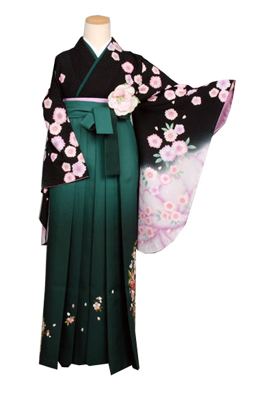 卒業袴(黒地に桜)