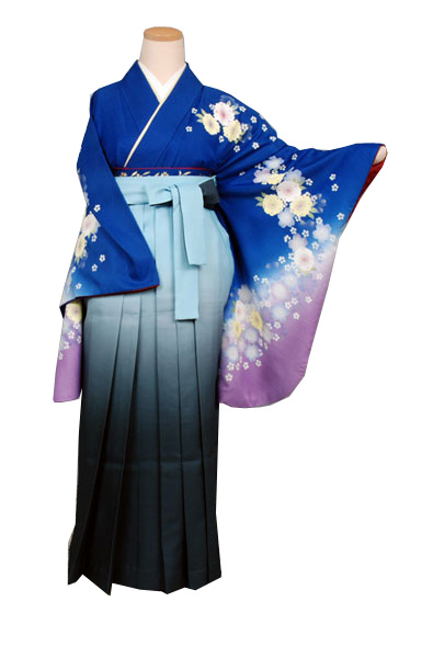 卒業袴(紺地に桜模様)