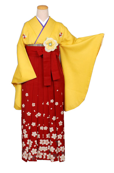 卒業袴(黄色地に加賀紋)