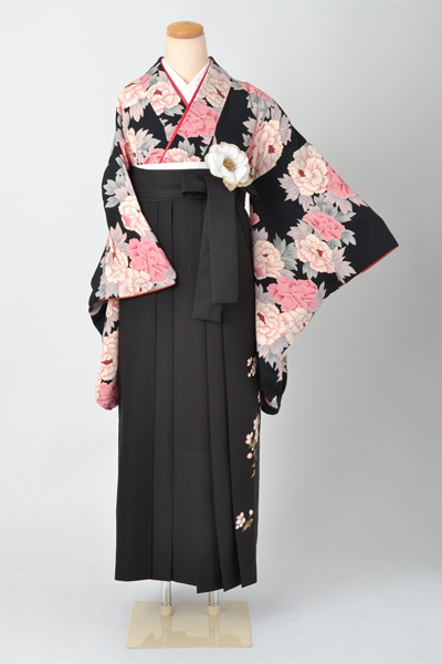 卒業袴(黒・ぼたん)