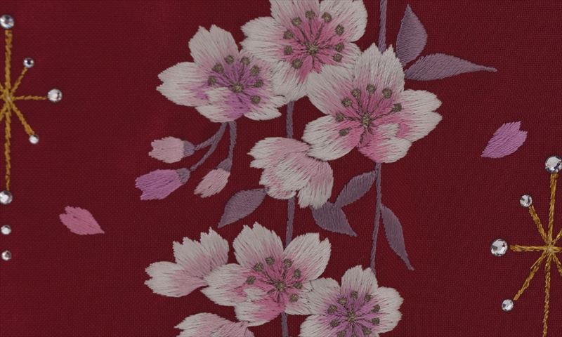 卒業袴［サーモンピンク地に花模様］